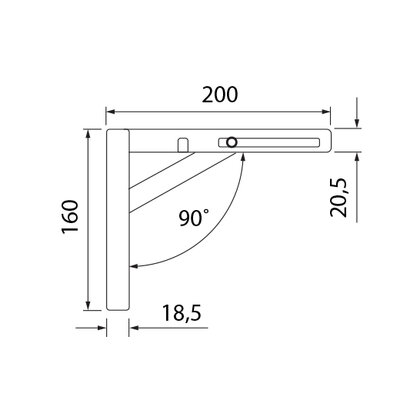 Uholník sklopný L-200mm, satyna