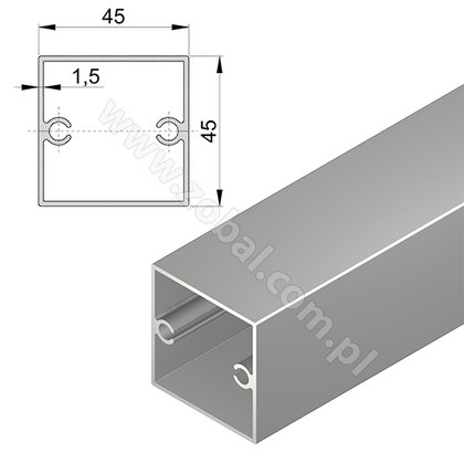 Profil na nohy 45x45, hrúbka 1,5mm - dĺžka 3,5m
