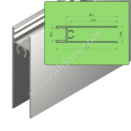 ECO profil spodný, pre 10mm, hliník (nový typ) ECO profil spodný, pre 10mm, hliník (nový typ)