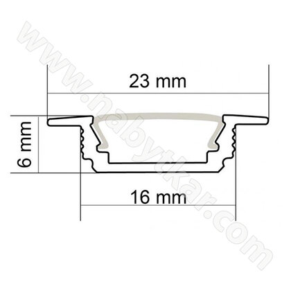 LED PROFIL - Zafrézovatelný profil 6X16mm - hliník, 2m (bez krycej lišty)/CP