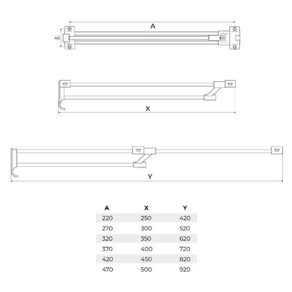 Náb.vešiak zosilený s úchytom,  výsuvný