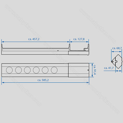  Zás. lišta pre nást. a rohovú montáž CASIA 4x230V 35° brús.hliník-čierna