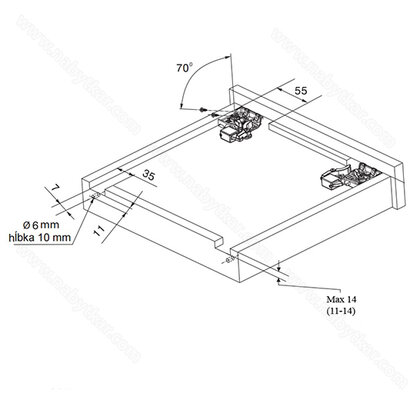 Skrytý plnovýsuv pre 18 mm, bez uchytenia 3D