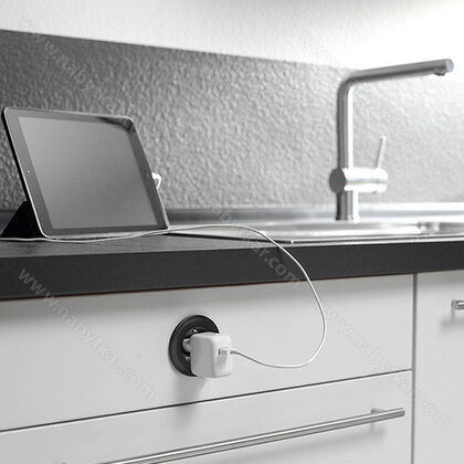 Zásuvková jednotka PIX 1x230V 35° plast/čierna/biela/nerez 