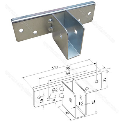 Spojovací uholník na posteľ na lištu 16 mm ,č.7
