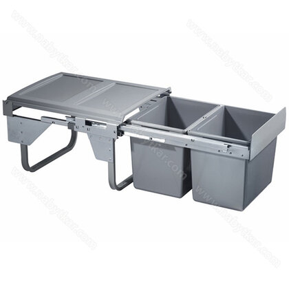 Kôš na odpadky WIRELI s tlm. 2 X 15L do 450mm, bez uch.na čelo,395x490x312mm, sivý /LC