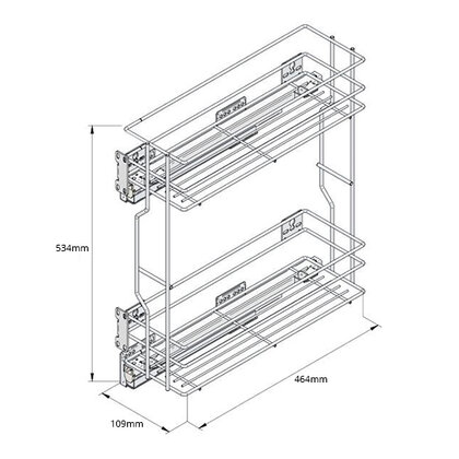 VARIANT MULTI košík bočný bez výsuvu, cargo mini 150 L-450 mm, efekt chróm /Rejs