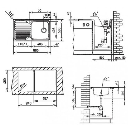 Drez CLASSIC 1B 1D, 860x500x190 /Teka
