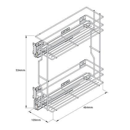 VARIANT MULTI košík bočný bez výsuvu, cargo mini 150 L-450 mm, chróm /Rejs VARIANT MULTI košík bočný bez výsuvu, cargo mini 150 L-450 mm, chróm /Rejs