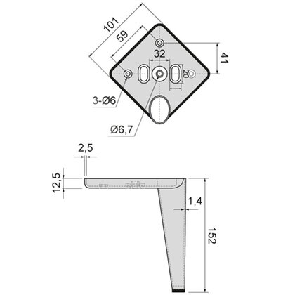 Nábytk.noha kónus - rohová  150mm