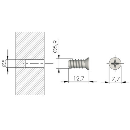 Euro skrutka pre Podperku Minisecury 6 x 12,7 mm Nikel