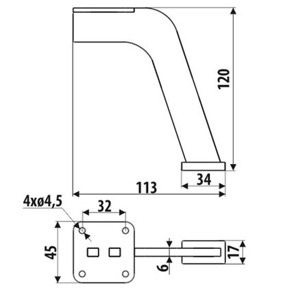 Nábytková noha NS36-120-L2 bez regulácie čierna / Gamet 