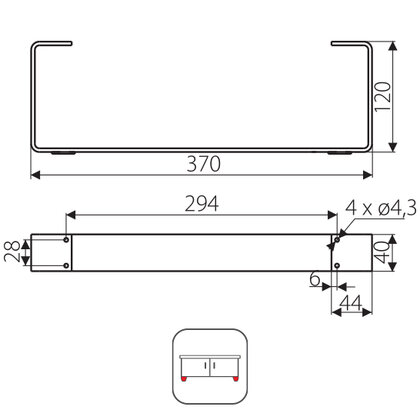 Nábytková noha NS37-120-370-L2 bez regulácie čierna / Gamet 