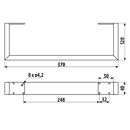 Nábytková noha NS39-120-370-L2 bez regulácie čierna / Gamet 
