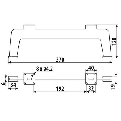 Nábytková noha NS43-120-370-L2 bez regulácie čierna / Gamet 