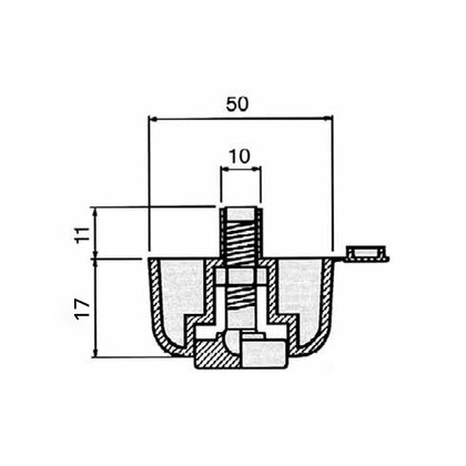 Nožička NH 17mm s rektifikáciou, čierna 