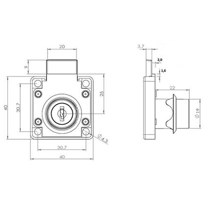Zámok štvorcový SISO, čierny