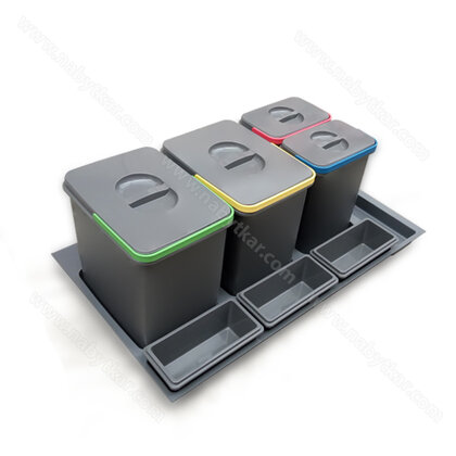 Kôš na odpadky ART 939 LC do zás. šírky 90cm,800x480x310 mm 2x15 l+2x7l, antracit