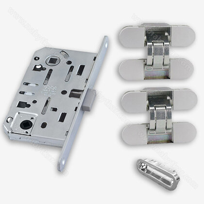 SADA: zámok AGB-WC-DM96-LM96 nikel+protikus+2x záves Eclipse bez podložky