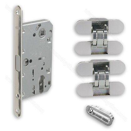 SADA: zámok AGB-FAB-DM50-LM85 - nikel+protikus+2x záves Eclipse bez podložky