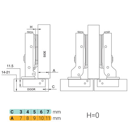 Záves Click-on Polonaložený TOP 110° s tlmením a 3D platničkou  / Donalo Záves Click-on Polonaložený TOP 110° s tlmením a 3D platničkou  / Donalo