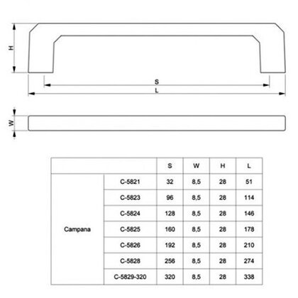 Madlo CAMPANA G6, matný chróm