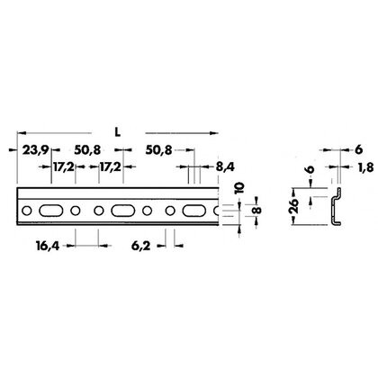 Montážna lišta pozink pre CAMAR 804/806/820 26x3048mm