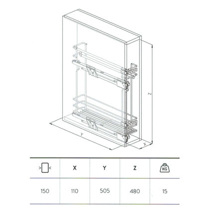 Cargo košík "15" GREEN LINE 002P, bočný-s tlmením,na utierky, chróm / SIGE