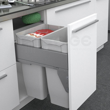 Odpadkový kôš 571, pre šírku: 450mm, s tlmením a uchytením na dvierka, 414x500x560,70l, sivý / SIGE