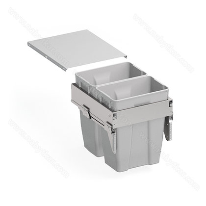 Odpadkový kôš 571, pre šírku: 450mm, s tlmením a uchytením na dvierka, 414x500x560,70l, sivý / SIGE