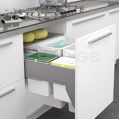 Odpadkový kôš 573, pre šírku: 600mm, s tlmením a uchytením na dvierka, 564x500x560,85l, sivý / SIGE