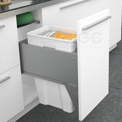 Odpadkový kôš 574, pre šírku: 300mm, s tlmením a uchytením na dvierka, 264x500x560,35l, sivý / SIGE