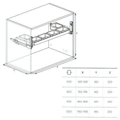 Výs. polica pod drez s plast.miskami 700A, s uch.bočný, Grey- šedá / SIGE