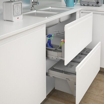 Výs. polica pod drez s plast.miskami 700A, s uch.bočný, Grey- šedá / SIGE