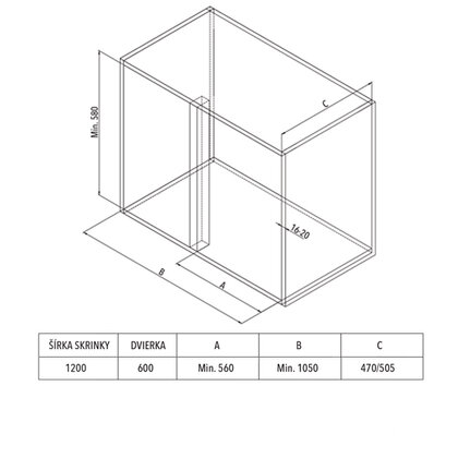 Cargo Rohový predný GREEN LINE 350,s tlmením,1160x500x600/850 mm, chróm / SIGE