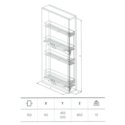 Cargo košík "15" GREEN LINE 249, bočný-s tlmením,110x500x850 mm / SIGE
