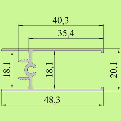 LUX Profil vodorovný-M18,  hliník