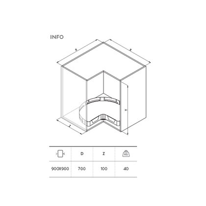 Erg.roh.karusel 363 ME fi 700mm, do 900x900 korpusu, ANTRACIT /SIGE
