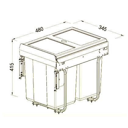 Kôš na odpadky IR441, 20+20l, s tlmením a uchytením na dvierka, do 400m, sivý /Irone