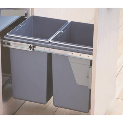 Kôš na odpadky IR441, 20+20l, s tlmením a uchytením na dvierka, do 400m, sivý /Irone