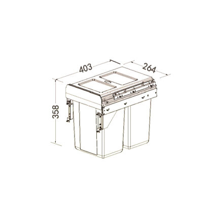 Kôš na odpadky IR320, 11+11l, s tlmením a uchytením na dvierka, do 300 (264-268x403x358),sivý /Irone