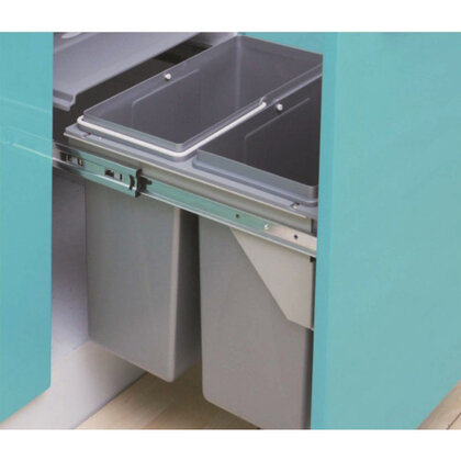 Kôš na odpadky IR320, 11+11l, s tlmením a uchytením na dvierka, do 300 (264-268x403x358),sivý /Irone