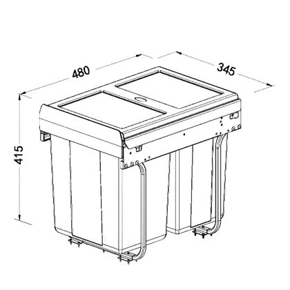 Kôš na odpadky IR442, 20+10Lx2l, s tlmením a uchytením na dvierka, do 400m, sivý /Irone