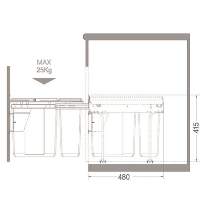 Kôš na odpadky IR331, 20+10l,tlmiaci doťah s uch.na dvierka,do 300m, sivý /Irone