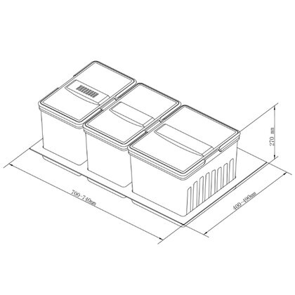 Kôš na odpadky 740-700 x 490-400 x 270, 50l. antracit,do 800 mm /Irone Kôš na odpadky 740-700 x 490-400 x 270, 50l. antracit,do 800 mm /Irone