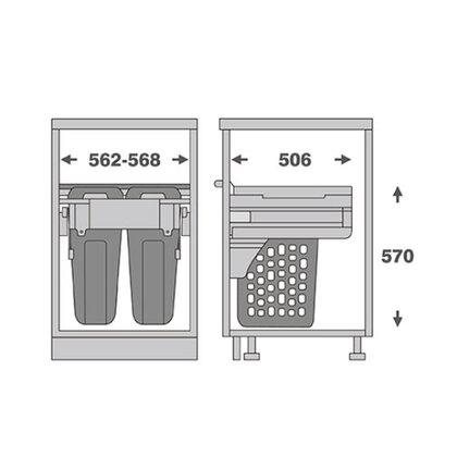 Výsuvný Kôš na bielizeň 562-568x506x570mm,70l, biely 