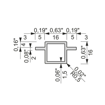 IQube 16 profil obojstranný na policu  L:3,5m C-35 čierny