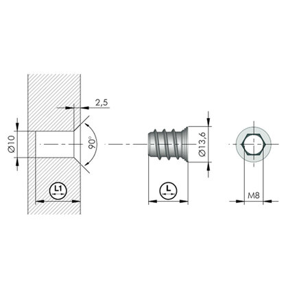 Závrtná matica M8x12 L15 zinok