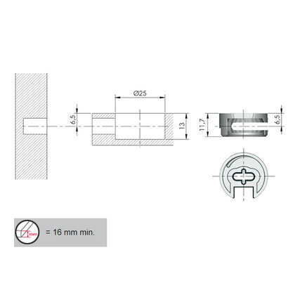 Excenter k tiahlu D25mm 