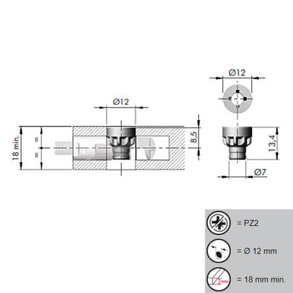 Kolík pre tiahlo TARGET J12 s euro závitom L 12 mm